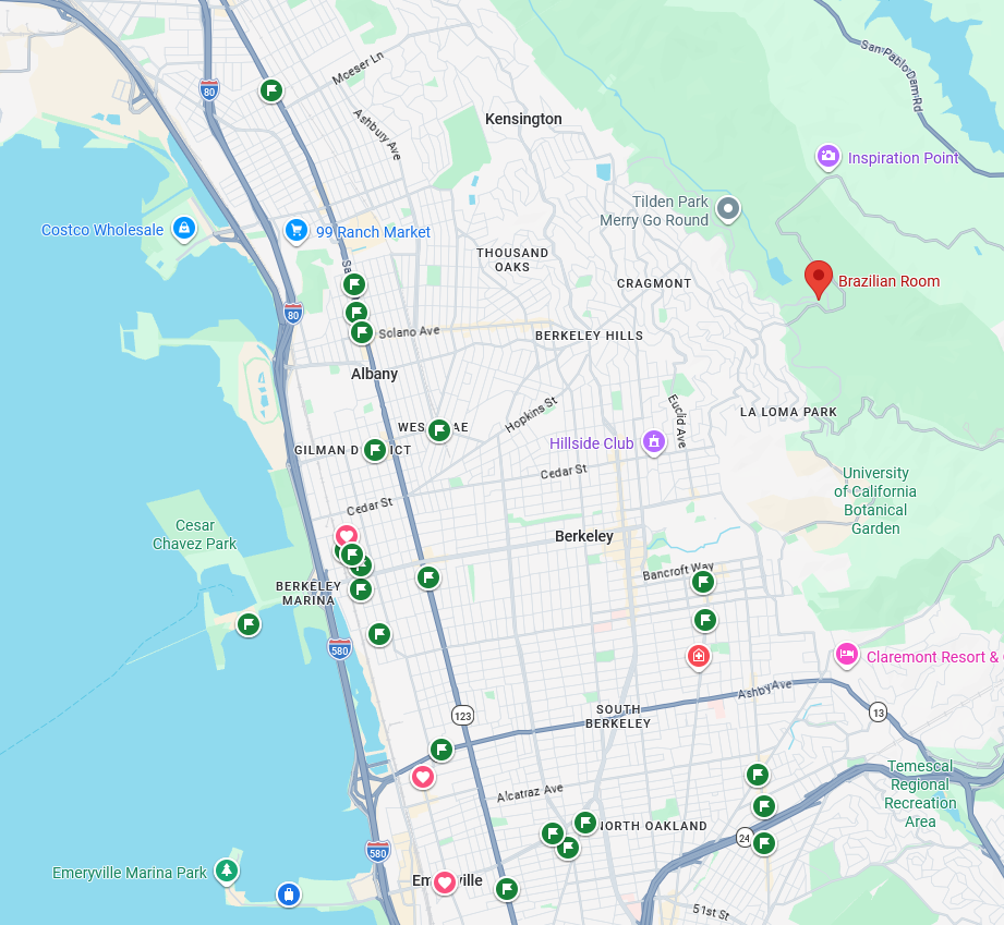 Map showing the location of The Brazilian Room in Berkeley